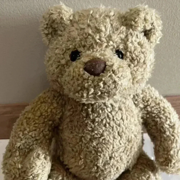 Build A Bear Workshop Retired 1997 15" Curly Tan Teddy Bear Black Leather Paws. - Picture 2 of 8